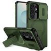 Armor Magnetic Bracket Holder Case for Samsung Galaxy S26 S2 Ultra S24 FE S23 Plus A A6 A16 Slide Camera Protection Cover