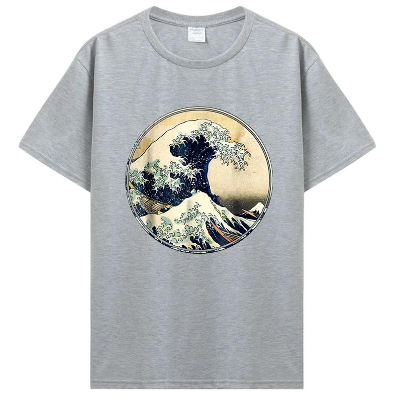 Camiseta Onda Grande de Kanagawa Japonesa Masculina Feminina Camisetas Masculinas Algodão Camiseta Streetwear