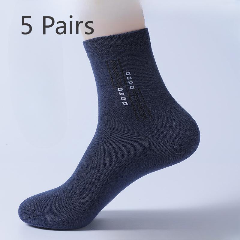 Men's Spring and Autumn Breathable Tube Socks - 5 Pairs In Various Colors