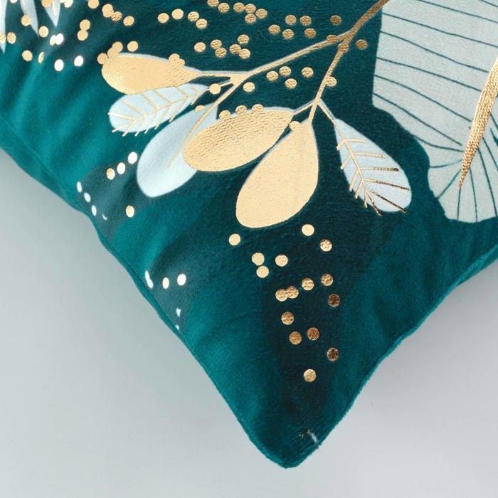 Housse de coussin - Feuilles de prusseor vert - 40 x 40 cm - Polyester - Fermeture zip