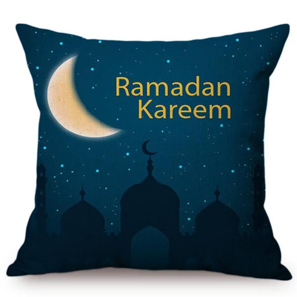 Modern Eid Mubarak Style Cushion Cover Ramadan Kareem Crescent New Moon Stars Lantern Mosque Car Decoration Pillow Case