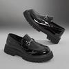 Men's Thick Sole Penny Loafers Slip-On Business Dress Shoes for Gentleman Formal Party Glossy Buckle Shoes