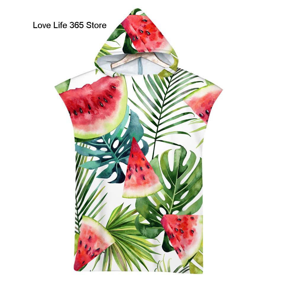 Leaf Microfiber Beach Towel Quick Dry Hooded Cloak Wetsuit Towels Adult Kids Parent-Child Poncho Bathrobe For Swim Surf