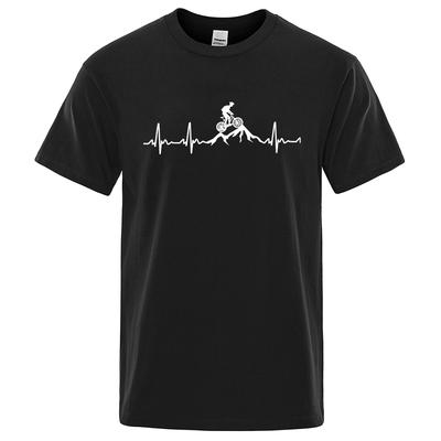 Mountainbike Hjerterytme Morsom Mtb Dirt Bike T-skjorte Hip Hop Avslappede Topper Sommer Street T-skjorte Oversized Bomull Kort Erme