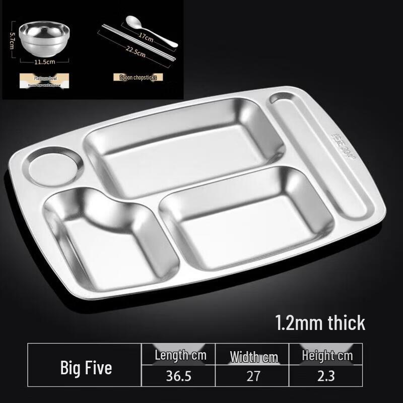 ZLIII 304 Stainless Steel Divided Lunch Tray Set