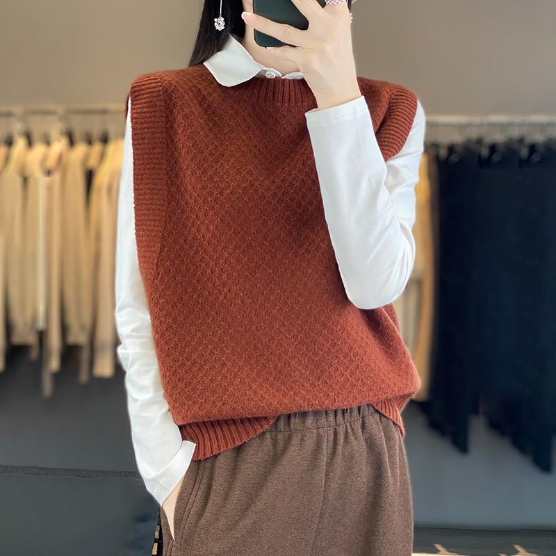 Women's Cashmere Vest Qinghe Cashmere 30% Cashmere 70% Wool Women's Autumn and Winter Cashmere Vest Soft and Warm