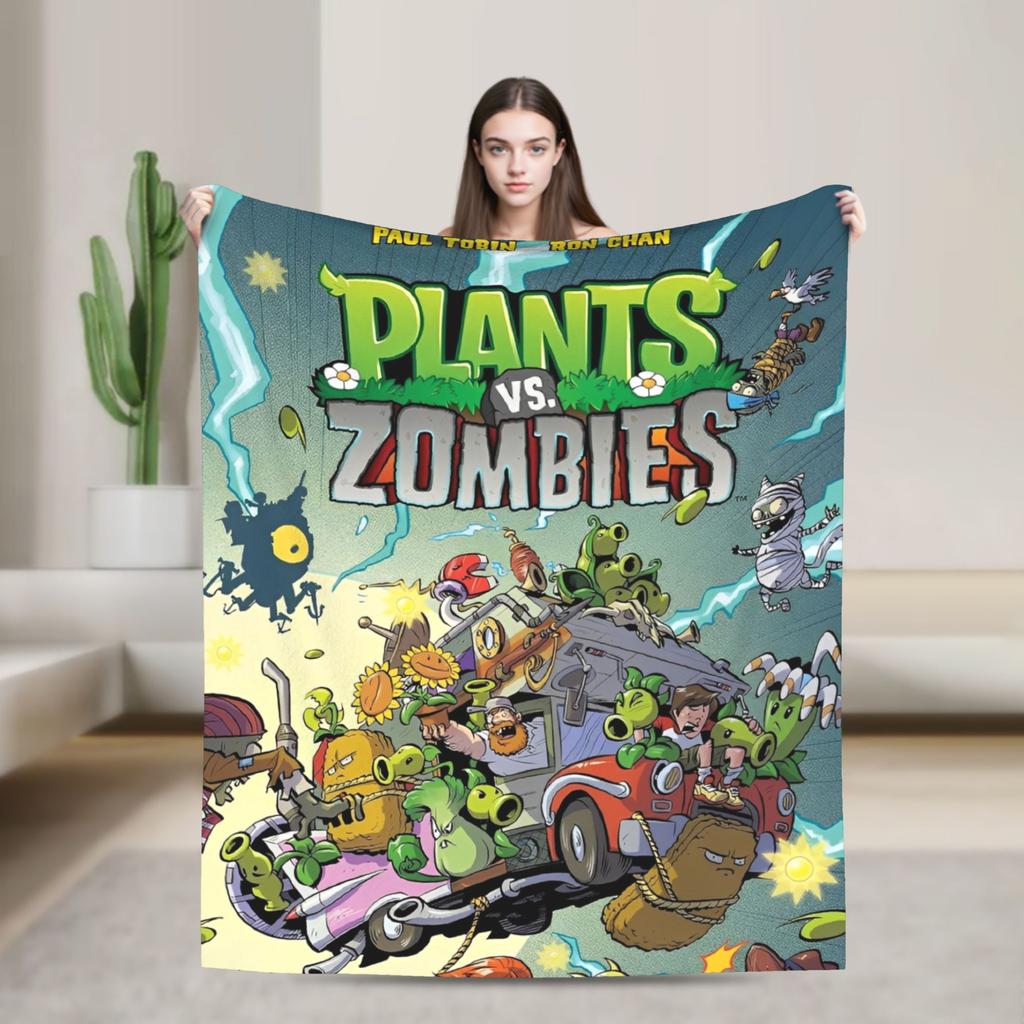 Gioco P-Plants-vs-Zombie Coperte Morbide Calde Coperta Plaid Peluche da Picnic Morbida Coperta Plaid da Divano Letto Copridivano Letto