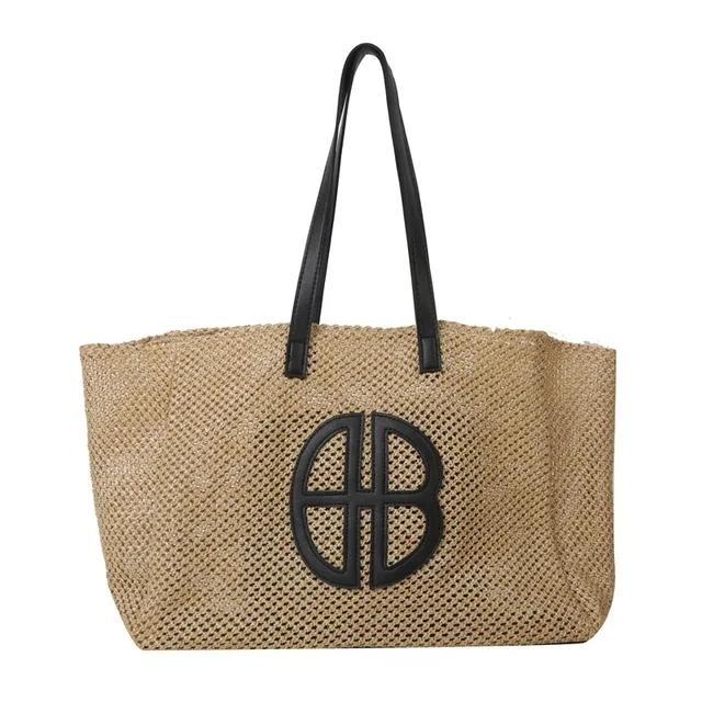 Straw Hollow Knitted Handbag Large Capacity Handmade Shoulder Handbag Women 2025 Designer Casual Beach Bag Ethnic Style