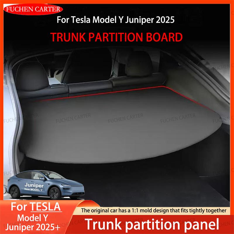 For Tesla Model Y Juniper 2025+ Car Trunk Partition Panel Rear Luggage Carrier Retractable Partition Outdoor Storage Accessories