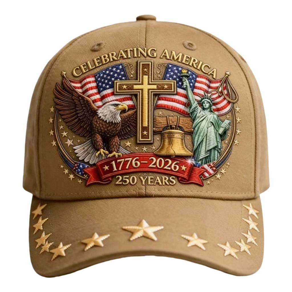 1776-2026 American Flag Print Hat Baseball Cap Patriotic Outdoor Washed Cotton Eagle Quick Dry Breathable Adjustable Cap for Men