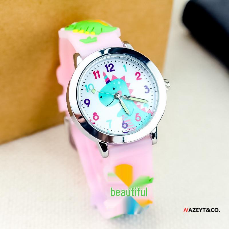 Fashionable 3D Silicone Dinosaur Quartz Watch for Kids - Cute Cartoon Animal Design