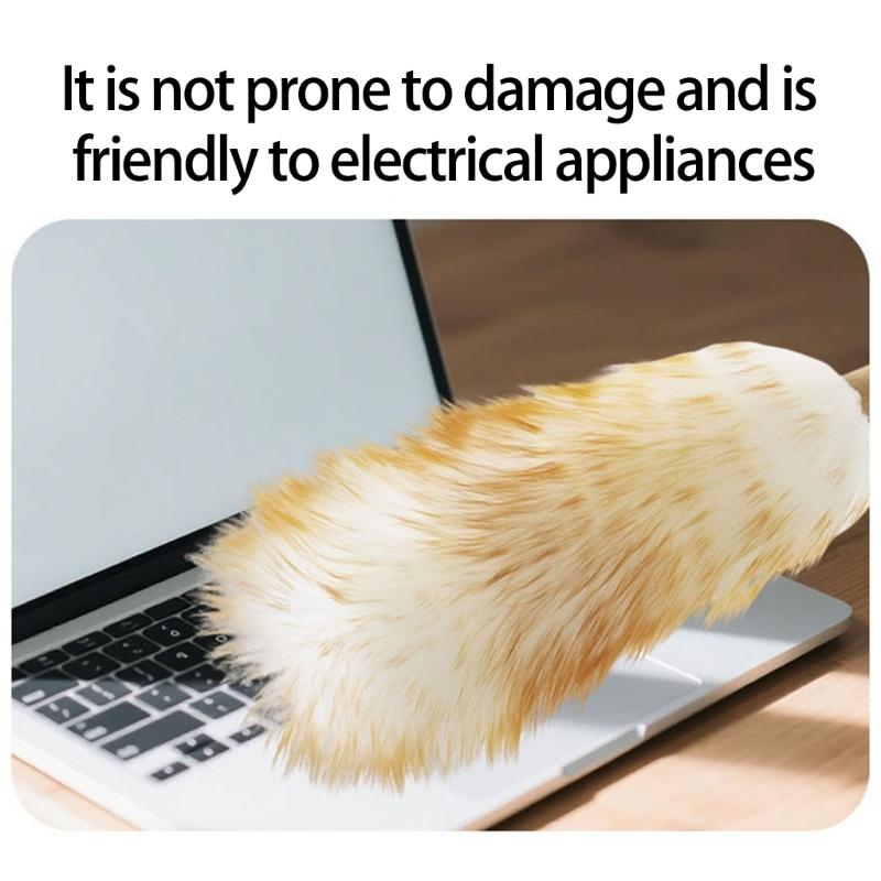 Home Cleaning Duster With Bamboos Handle Thickened Wool For Dust Removal On Electronics Furniture And Hard To Reach Area
