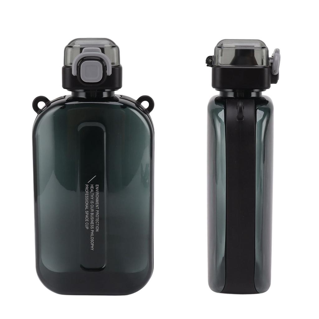 Flat Water Bottle 750ml Slim PC Silicone Leak Proof with Strap Flat Drinking Bottle for Sports