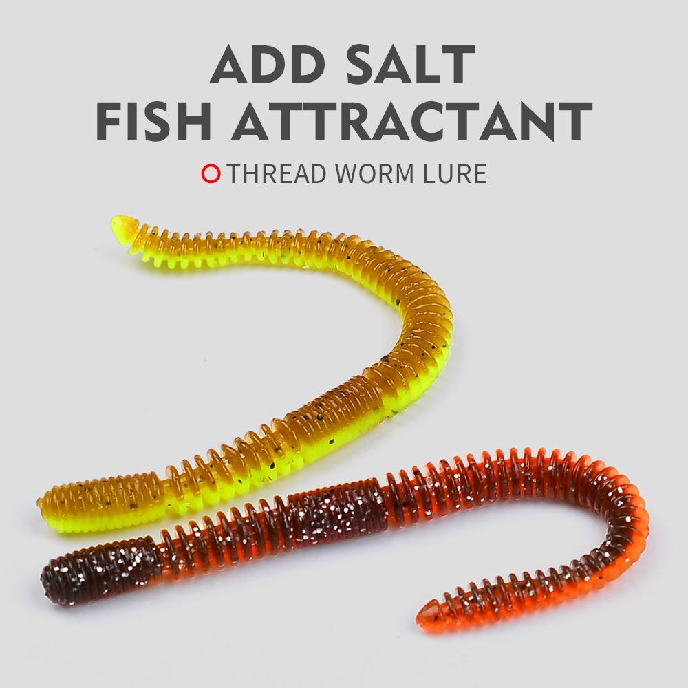 10-Piece Soft Earthworm Lure Set for Drop Shot Rig and Bass Fishing