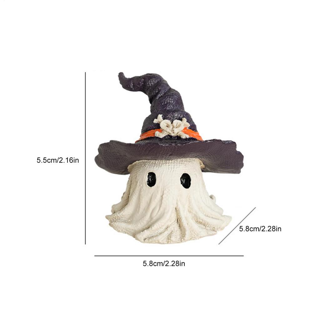 Halloween Figurines 2 Pieces Small Ghost Figurine Gothic Wear A Hat Design Funny Figure For Fireplace Mantel Fall Night Kitchen