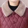 Women Winter Thick Plush Jacket Mom's Fur Collar Coat with Velvet Warm Quilted Coat
