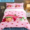 Straw-berry Friends 3pcs Bedding Set,Including 1pc Duvet Cover And 2pcs Pillowcases Perfect Gift for Christmas,Ideal for Bedroom, Dormitory