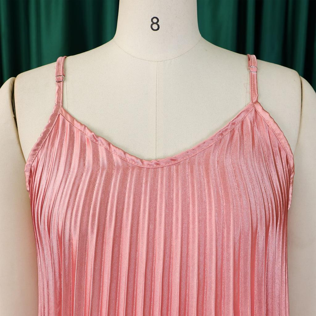 YYFS Women's Fashion Summer Spring Solid Color Print Sleeveless Suspenders Loose Waistline Casual Dresses