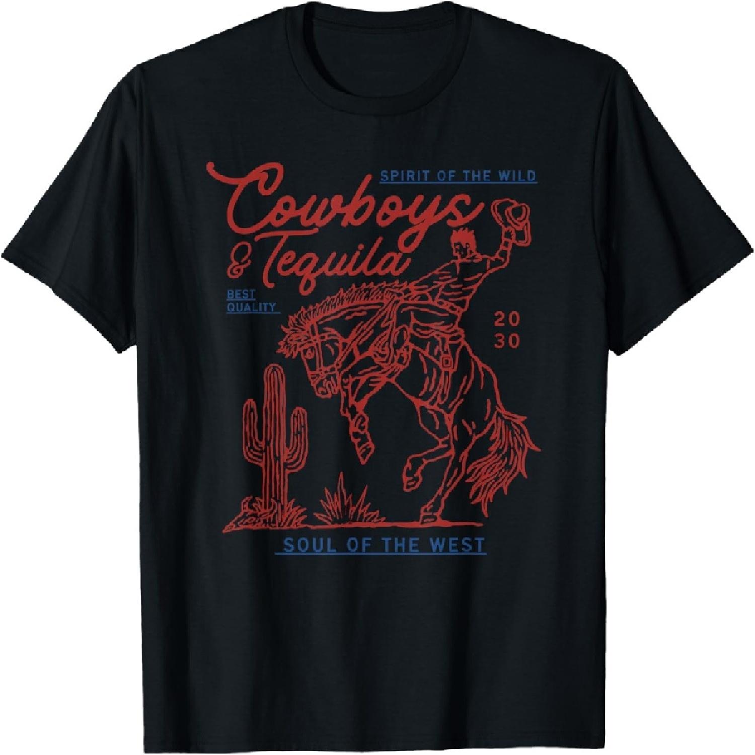 Texas Cowboys And Tequila Vintage Country Rodeo T-Shirt S