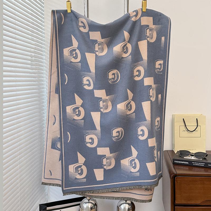 letter circulation diagram, simple style printing elements, women's imitation cashmere warm scarf, air conditioner shawl circumference