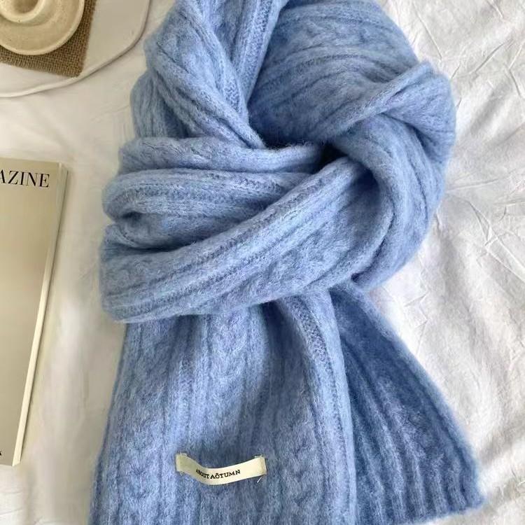 Wool Blended Knitted Scarf for Women In Winter Korean Style Soft and Waxy Fashionable Versatile Warm Student Couple Autumn and Winter Scarf for Men