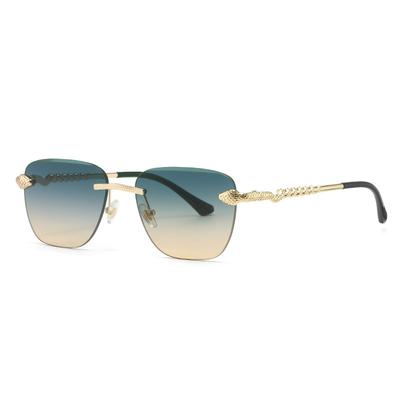 Vintage Marken Designer Randlose Quadratische Sonnenbrille Damen Für Herren Trendige Geschnittene Sonnenbrille Mode Luxus Metall Schlangen Shades