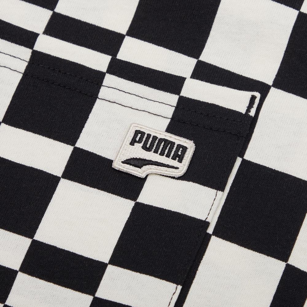 Puma Irregular Color Block Sports Checkered Crew Neck Short Sleeve T-Shirt Men Tops Black 533033-01