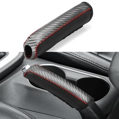 Carbon Fiber Hand Brake Set Universal Car Handbrake Sleeve PU Leather Cover Anti-Skid Auto Parking Brake Interior Accessories