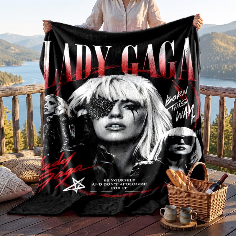Warm Flannel Throw Blanket,Lady Gaga Lightweight Cozy Blanket For Bed Sofa And Daily Use
