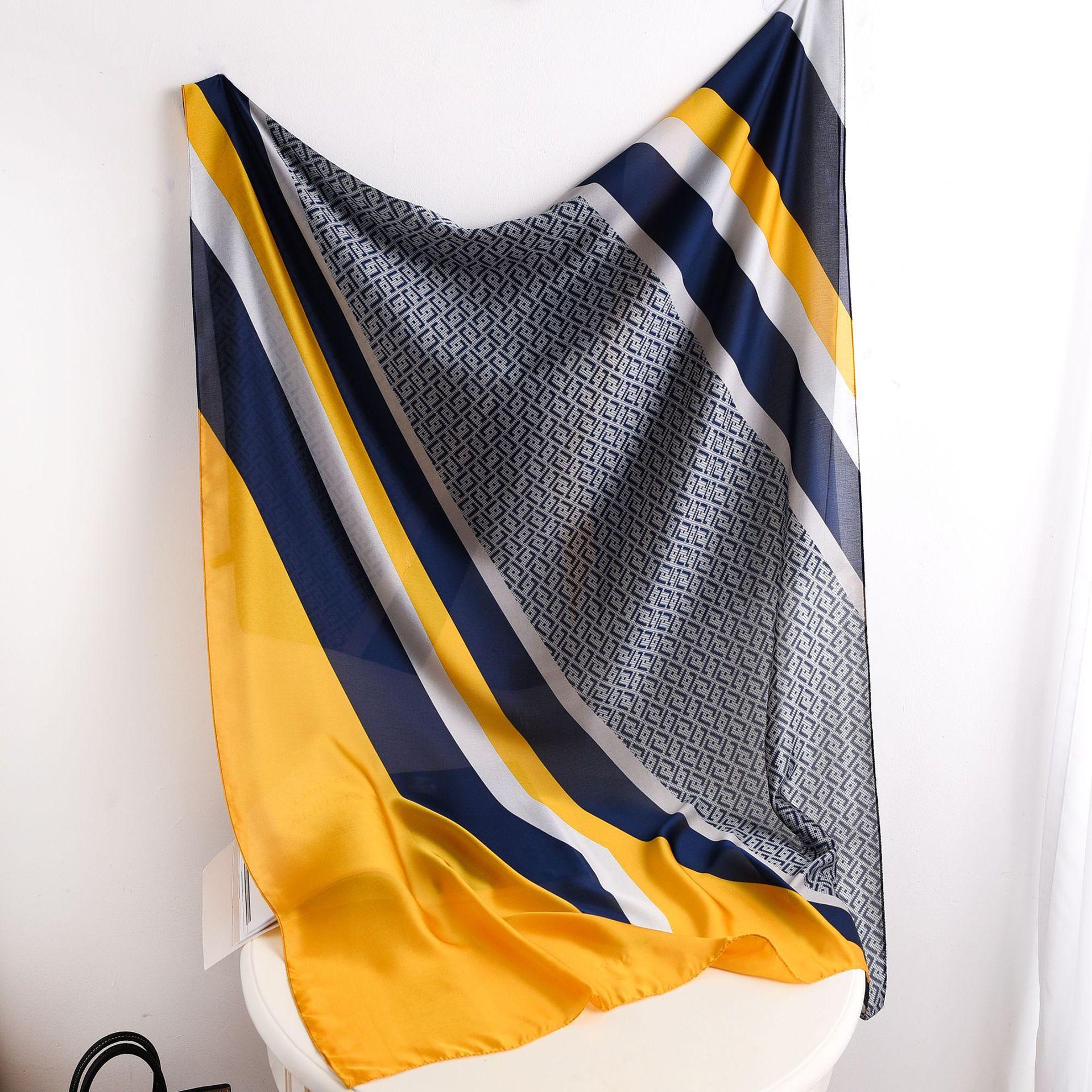 Hochwertige, luxuriöse Seidenschals, Stirnband, Schals, Halstuch für Damen, Ketten-Seidenschal, dekorativer Schal für Damen 180-90cm gray
