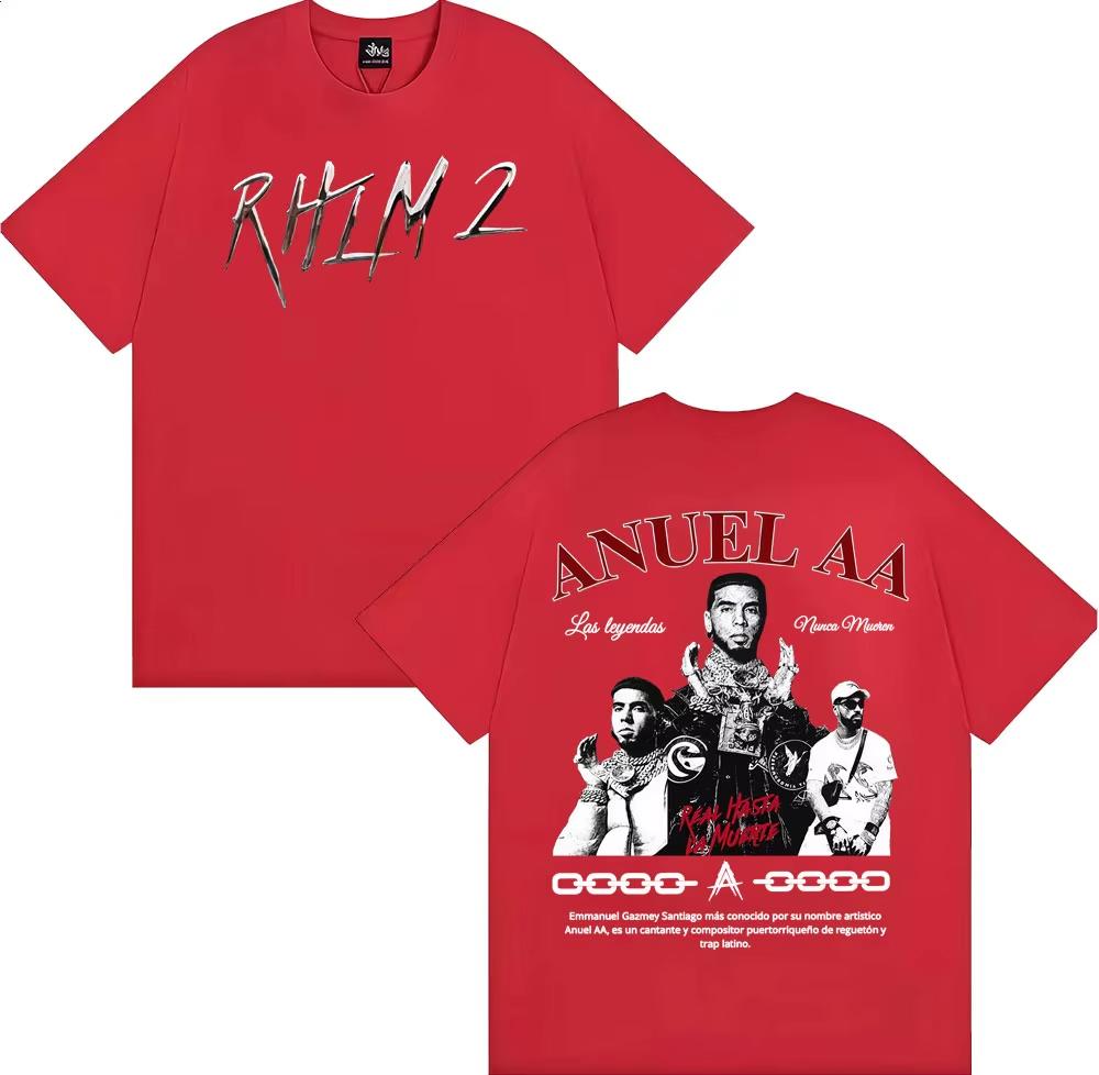 Rapper Anuel AA Rhlm 2 Album 2025 World Tour T Shirts Men Clothing Hip Hop High Street T-shirt Vintage Casual Oversized Tshirts