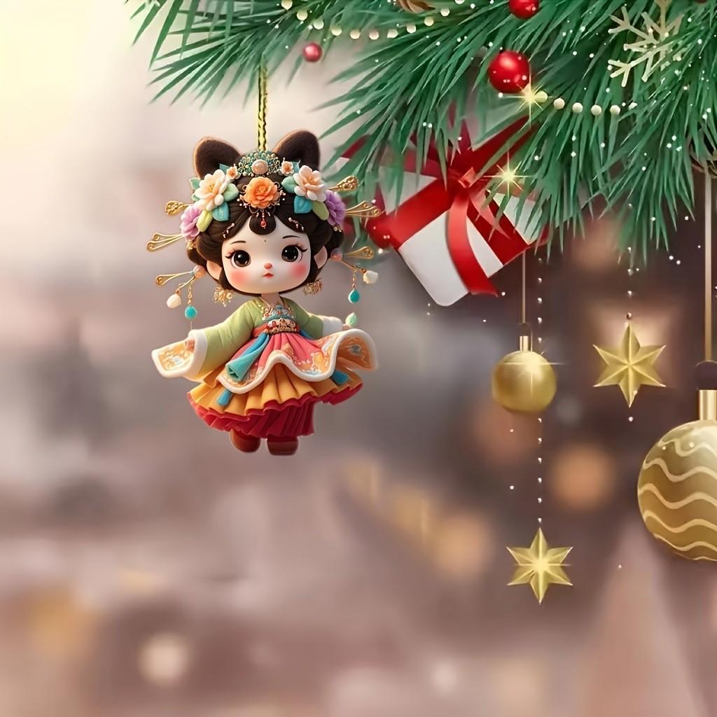 Cute Ancient Costume Girl Pattern Acrylic Pendant For Creative Auto Accessories