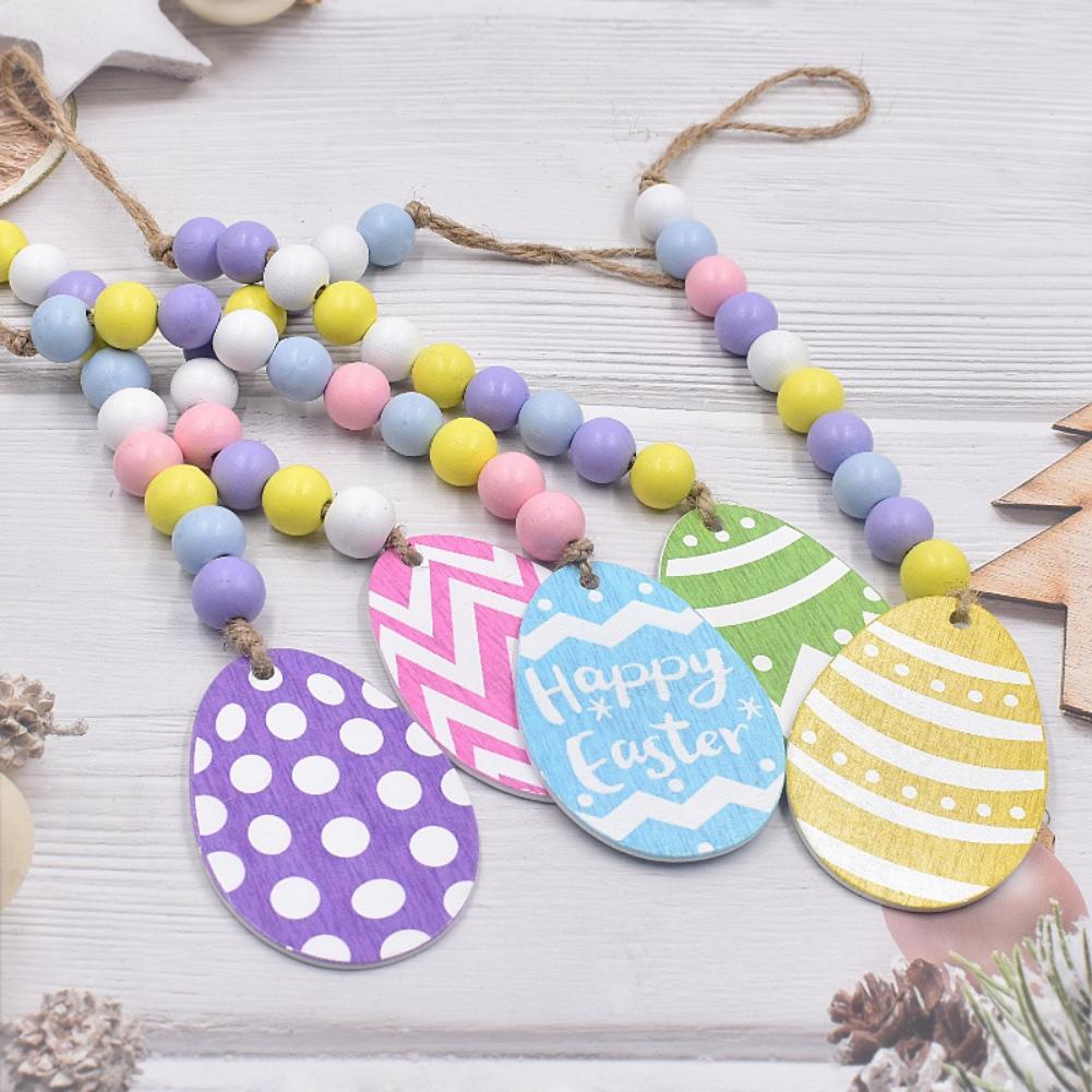 Easter Wood Bead Garlands Holiday Party Farmhouse Country Hanging Beads