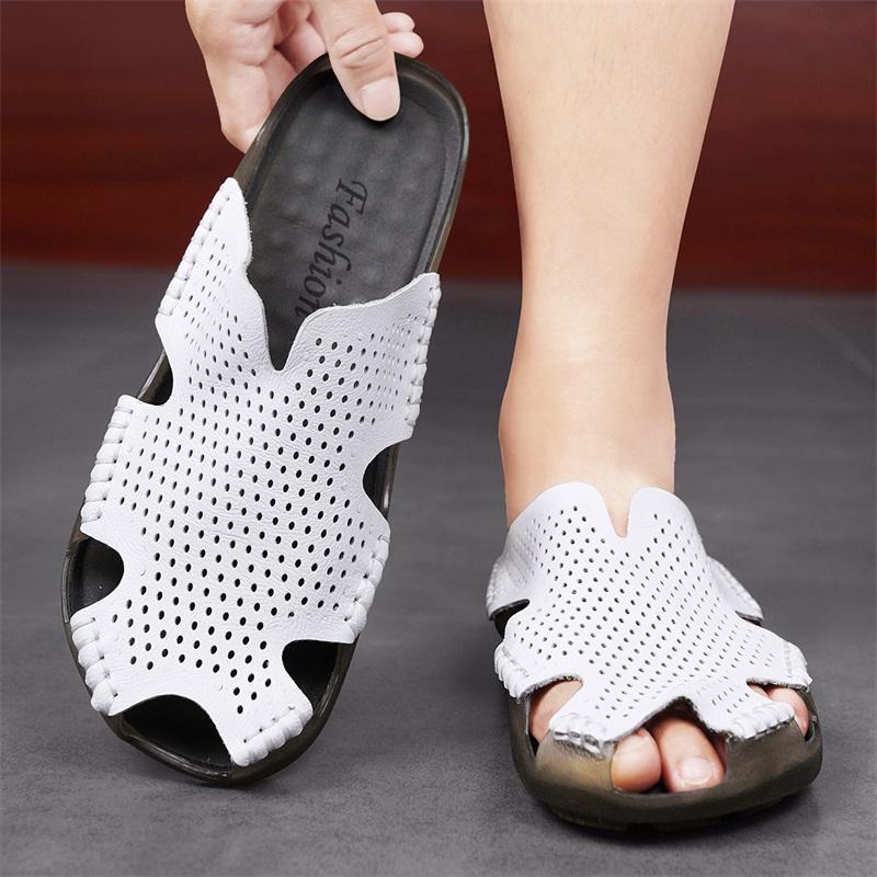 Men Black Slippers Gladiator Sandals Outdoor Summer White Beach Shoes Wide Head Plus Size