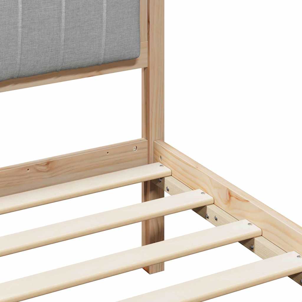 Brown and Light Grey Bed Frame 75 x 190 cm Solid Pine Wood
