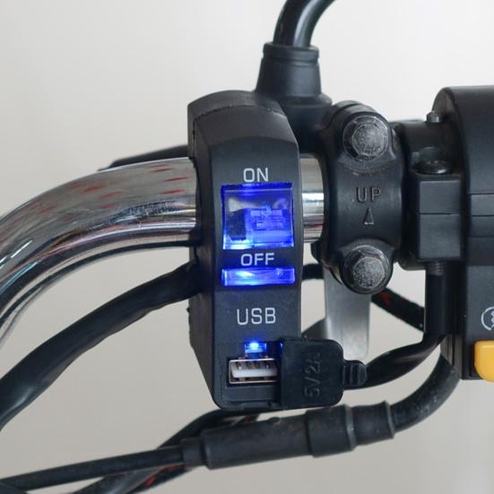 DC 12V LED indicador motocicleta manillar montaje USB cargador de teléfono con interruptor