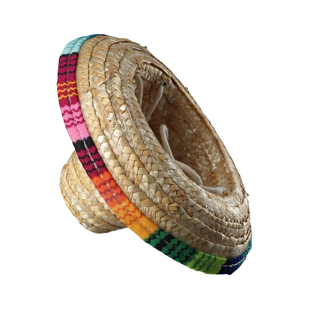 Meksykańskie Sombrero Mini Kapelusz Przeciwsłoneczny Słomkowy Tkany Kostium Pieska Kapelusz dla Zwierząt Akcesoria dla Zwierząt Czapeczka dla Psa Nakrycie Głowy dla Psa