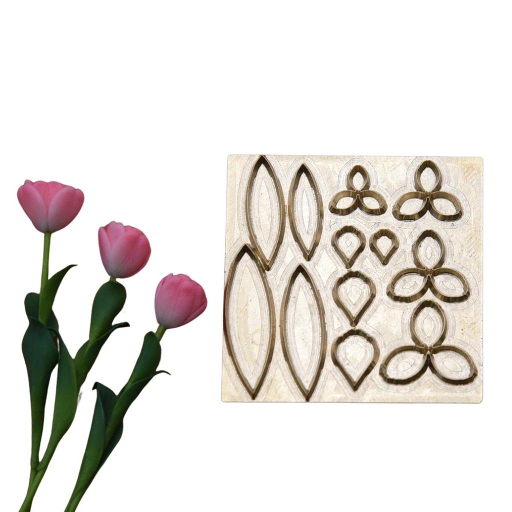 Miniature Lightweight Resin Clay Carving Copper Tulip Flower Embossing Metal Cutting Die Mold.