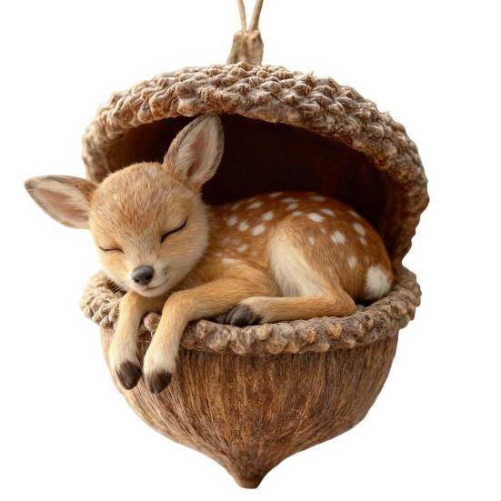 Yousheng Forest Animal Acorn Ornament 2D Acrylic Cozy Forest Christmas Ornament Woodland Creature Hanging Decoration for Xmas Tree Holiday Decor