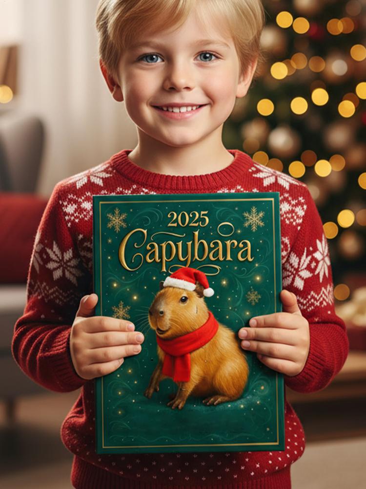 2025 Calendar Advent 2D Home Decor Capybara Collectible Calendar Christmas Tree Pendants for Shelf Desk Living Room Bedroom