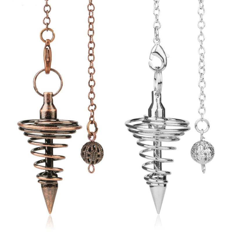Dowsing Witch Spiritual Copper Pendulum Pointed Meditation Energy Spiral Metal For Women Girls