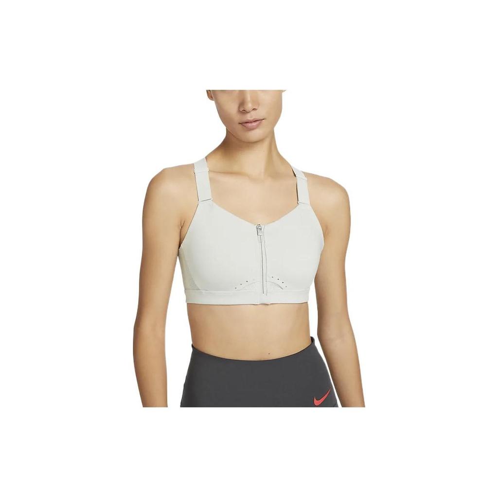 Nike Alpha Solid Color Zip-Up Sports Underwear Women Underwear Gray DD0437-034