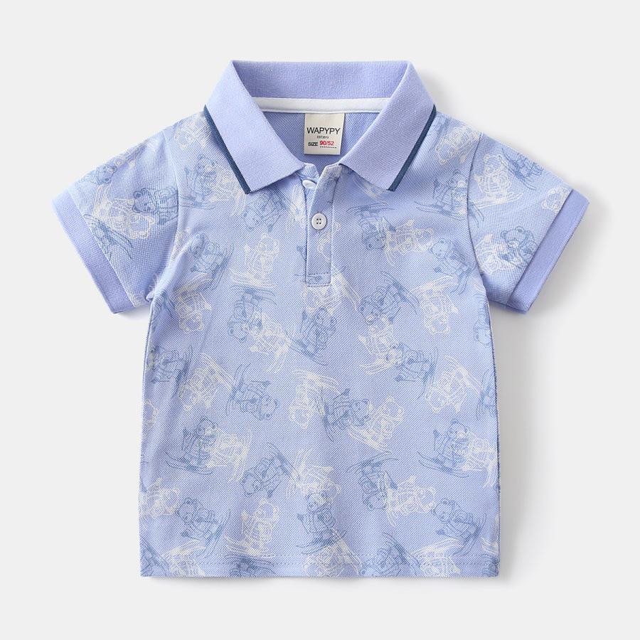 2026 Trendy Boys' Full Print Short Sleeve Polo Shirt for Summer