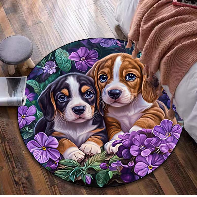 Tapis Rond Animal 1424 - Tapis Décoratif de Bureau Pour Salon Chambre Tapis de Porte Tapis de Sol Tapis pour Zone de Chaise d'Ordinateur