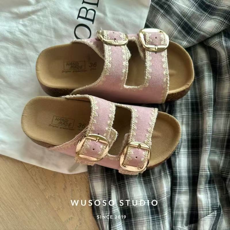 4cm Height Increase [mint Milk Green] Thick-soled Leather Arch Support Soft-soled Slippers