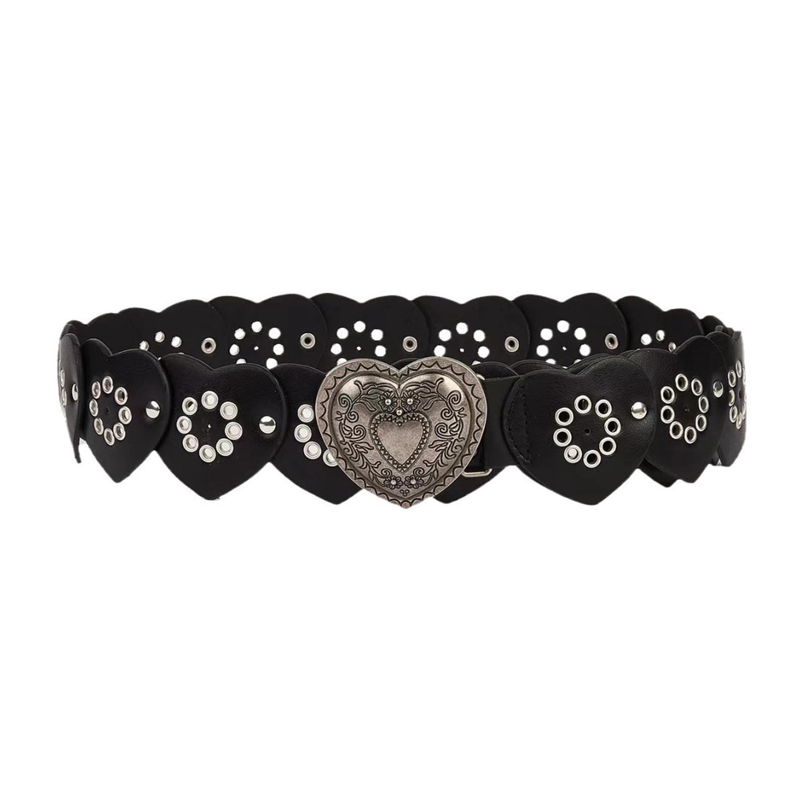 

Ремень в форме сердца с выемкой, эстетичный пояс с заклепками и шипами, готический пояс для брюк, пояс для девушек 2000 года, женские украшения для талии в стиле вестерн