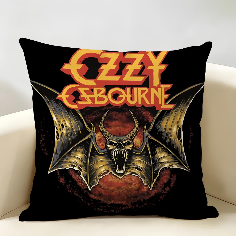 LOGO OOzzy Osbourne Cushion Cover Natural Linen Organic Fabric DoubleSided Printing Room Sofa Decor Pillow Case