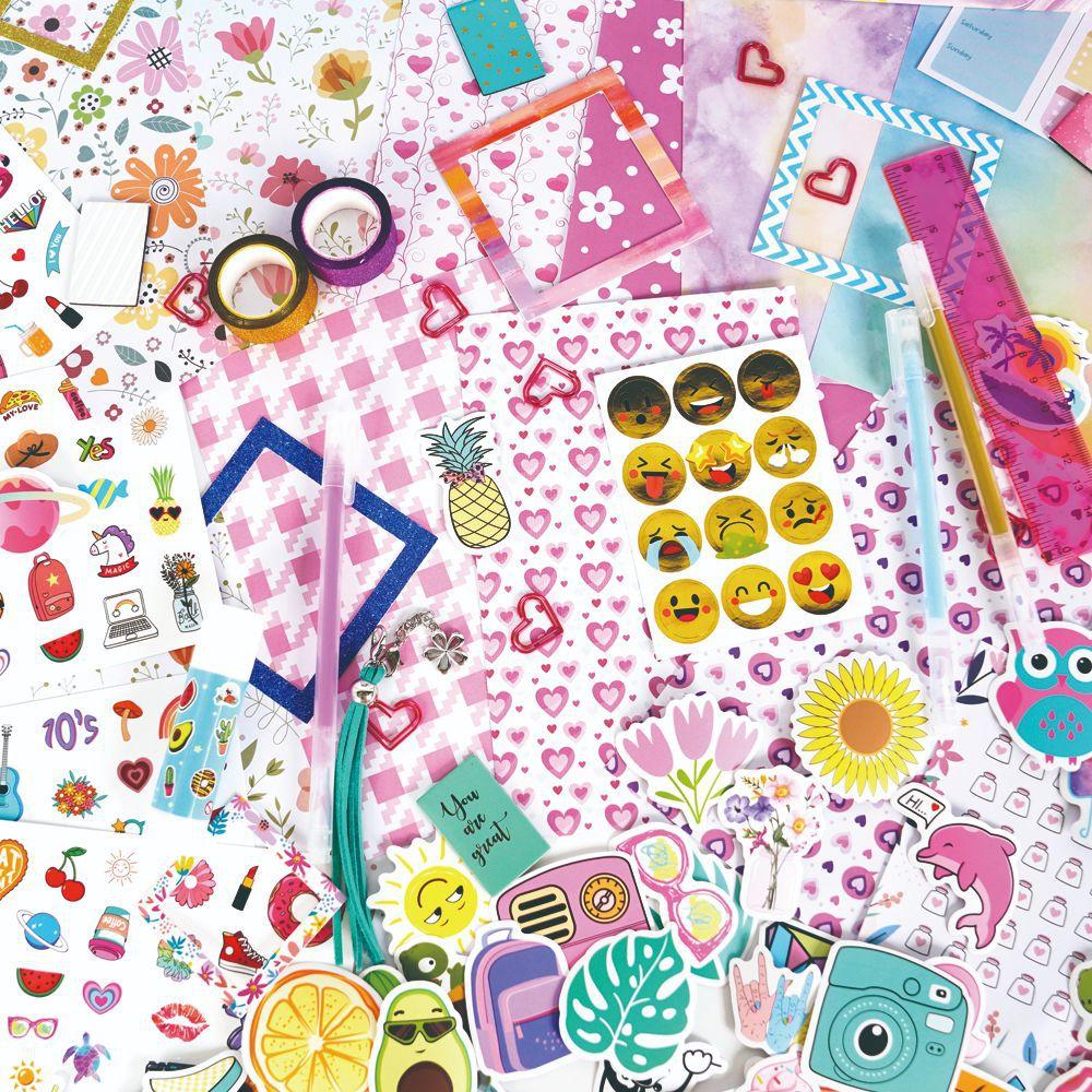 DIY Journal Set for Kids Teens Scrapbook Sticker Album Craft Kit Creative Stationery Supplies Gift Portable Scrapbook Sticker Set