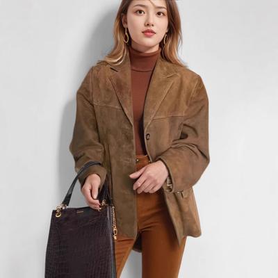 New Style Women's Jacket Autumn Fashion Vintage Loose Pocket Long Sleeve Imported Small Blazer for Women