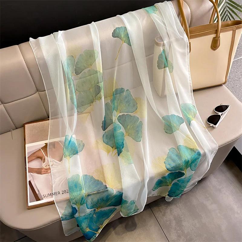 New Spring Large Female Summer Silk Thin Hijab Wraps Women Elegant Floral Scarf Shawl Pashmina Beach Stoles Bufanda Foulard